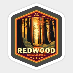 Redwood National Park Vintage WPA Style Outdoor Badge Sticker